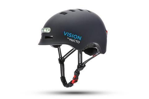 Hecto+ Vision cykelhjelm i sort med indbygget LED-lys i nakken
